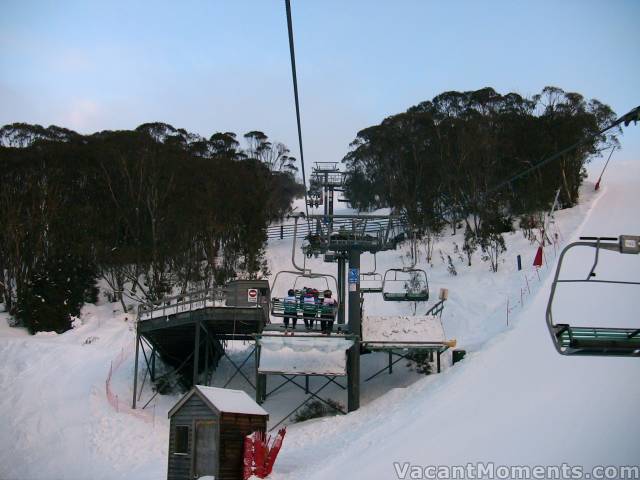 Riding the chair after 3 course inspections in the dark