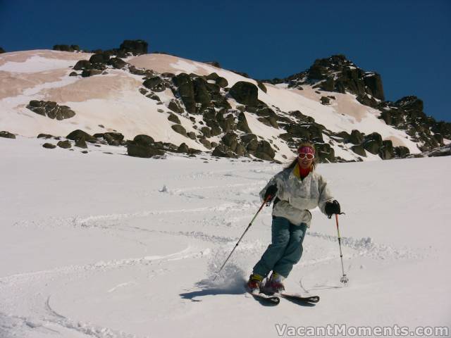 Marion completing the zipper