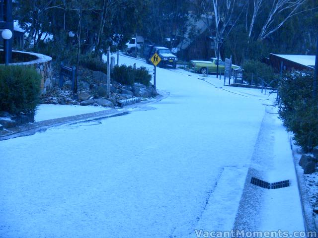 Roads turned white (or blue in this photo)