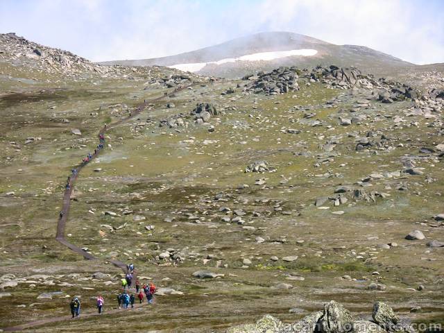 Some of the throng marched on towards a mist covered Mt Kosciuszko