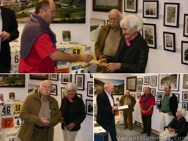 THS Museum opening with Kim Clifford presenting the key to Sasha