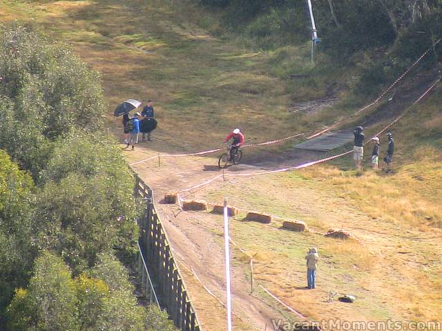 Umbrellas out for the downhill mountain bike races