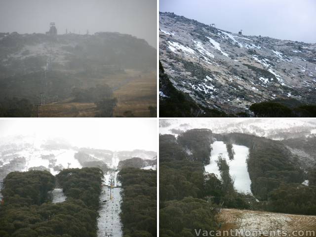 Top row: Saturday morning Eagles Nest and Central Spur<br>Bottom row: Monday morning Crackenback and High Noon