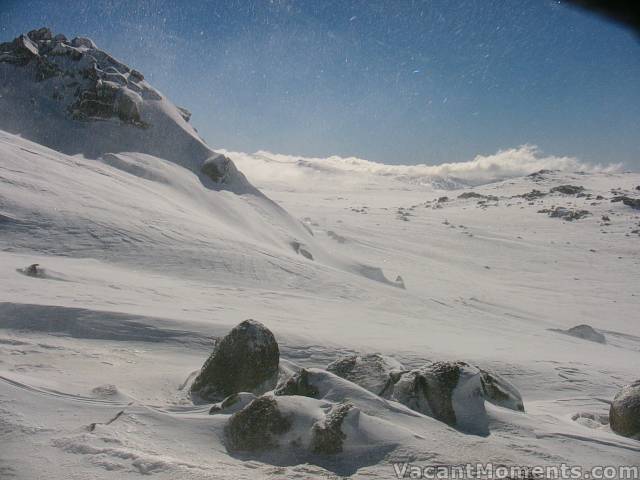 Airborne ice crystals at the top of Sig Hill