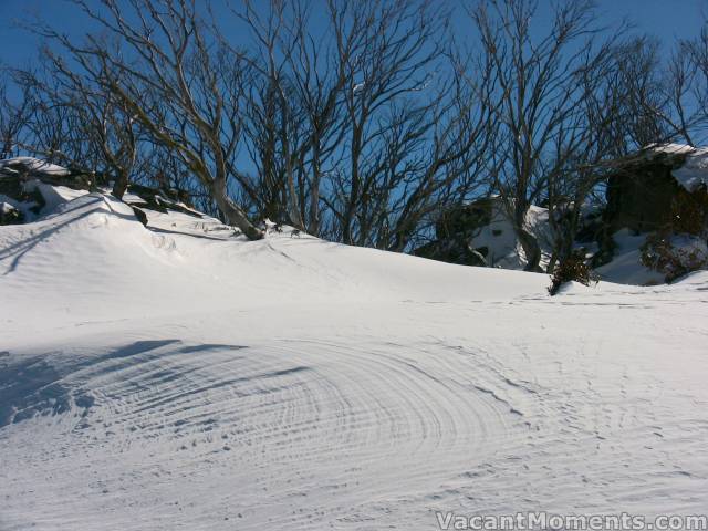 Wind-packed snow towards Dead Horse Gap