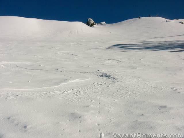 First tracks off the Bluff on Tuesday morning