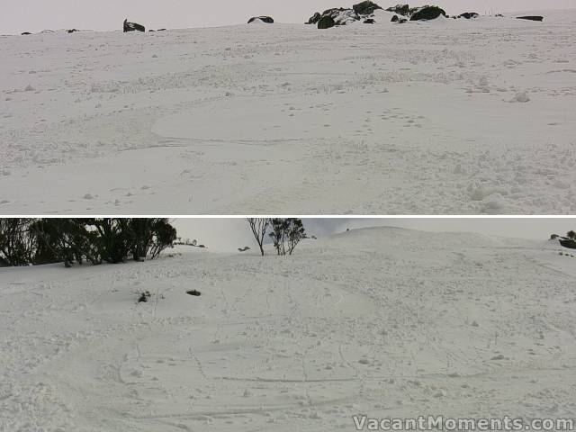 Balls on Karels and balls on the Bluff made for slalom-like runs on the fresh snow