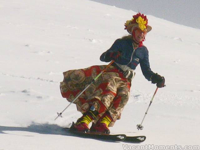 Marion gets some pre-race freshies on Karels