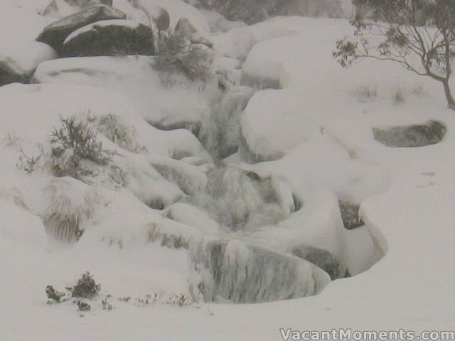 Frozen waterfall above Gunbarrel  compare to last Sundays report