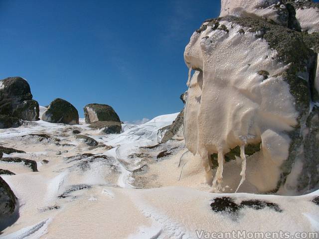 Like a major iced-coffee spill, the rocks look amazing