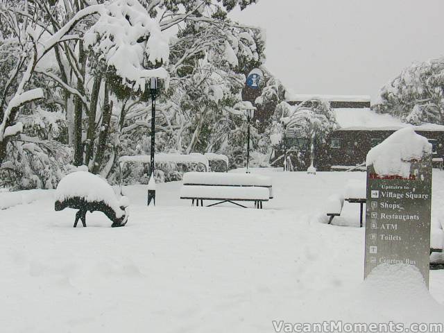 Deep snow throughout the village