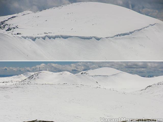 The cornice on Mt Kosciuszko<br>Look hard and you can see people on the summit