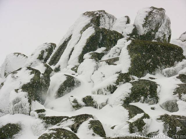 Iced rock formations