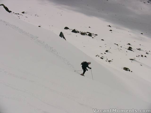 Yours truly balling up the soft snow on the North Face<br>photo by Ray