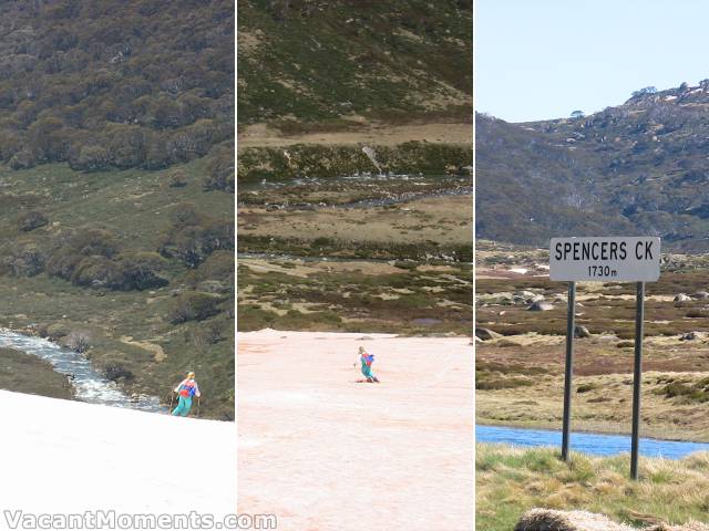 Marion dropping down towards the Snowy River to the north and then to the east<BR>No snow near Spencers Creek at 1730