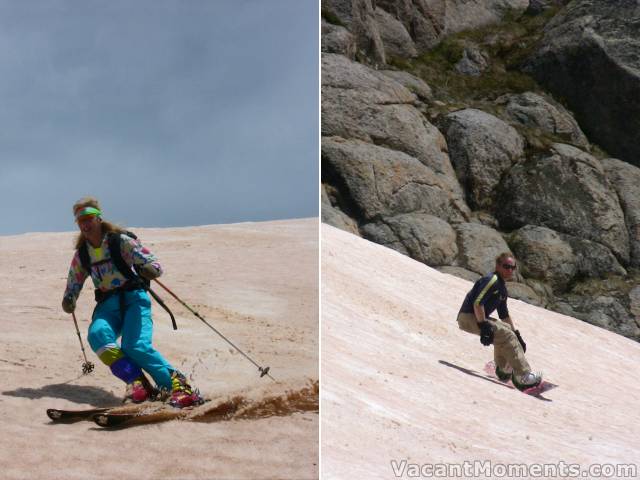 Marion on the Main Face<BR>Callum coming off the steepest part of the front face