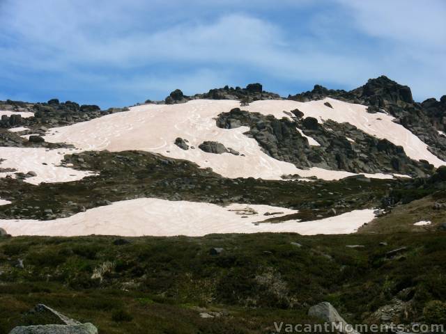 Obligatory shot from the bridge on our way back to Snowgums chair - what a walk<br>note the middle of the Main Face we left for Ron