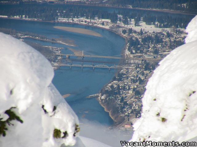 Looking back to town