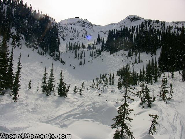 Looking back up North Bowl yesterday