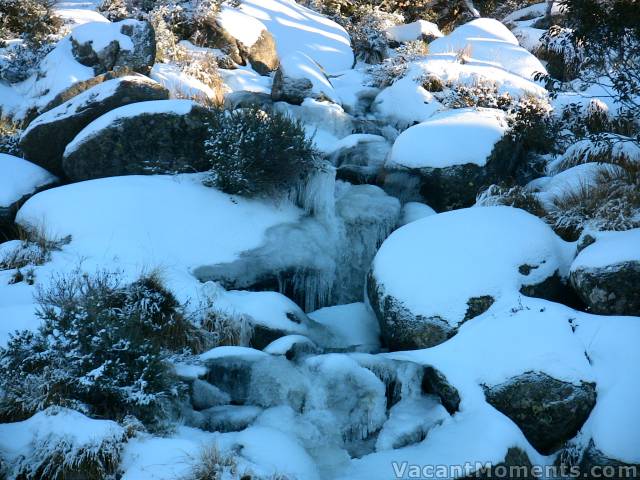 Frozen waterfall above Gunbarrel today