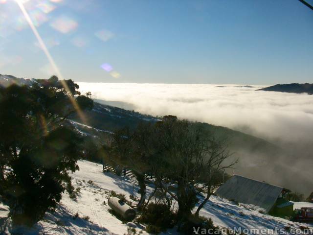 Cloud stretching down Thredbo Valley on Thursday