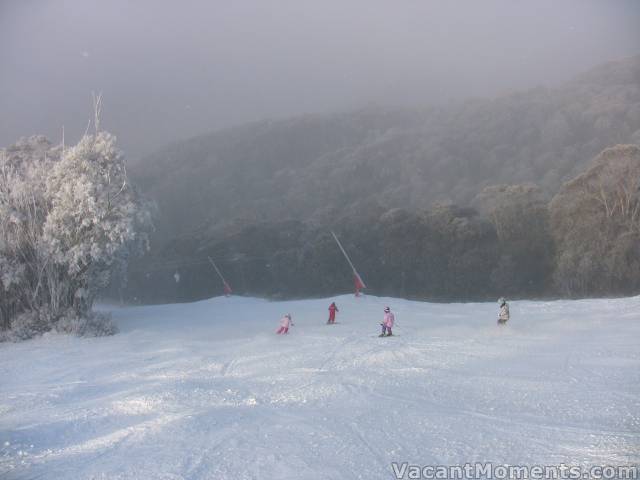 Snow falling on Upper True Blue