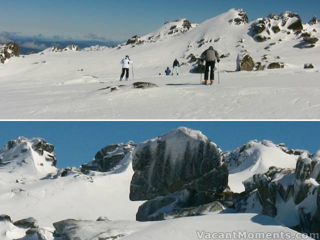 Janece and Alan following Marion, Jerry and Linda out of bounds