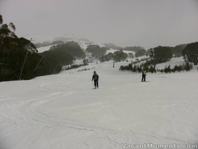 Saturday morning with fresh wind-blown on a groomed Supertrail