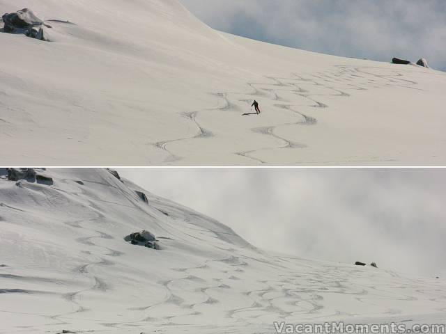 First drop to Bogong belonged to Ian, Jax, Linda and yours truly<BR>our second run was higher