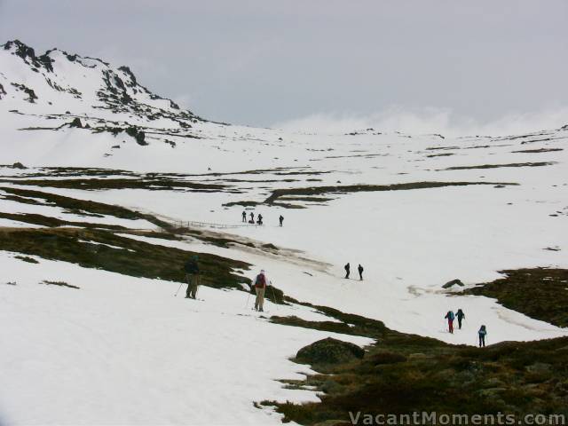 Trekkers heading out on Saturday in the -6C wind-chill