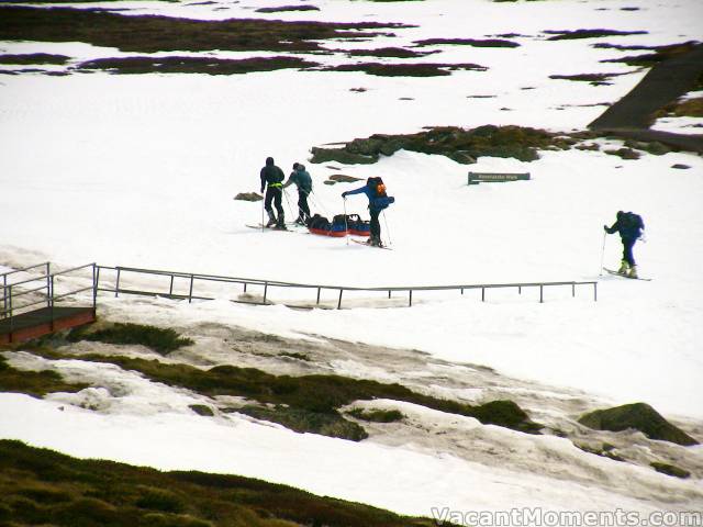 Close up of the intrepid explorers at the bridge beyond The Basin