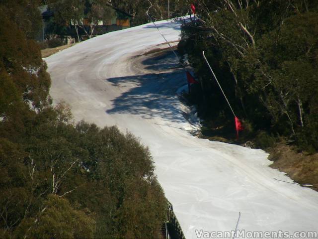 Ski In - Ski Out corner this morning after grooming