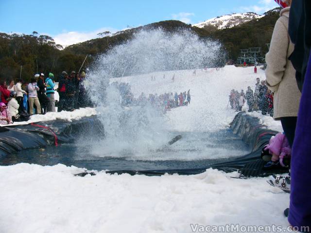 Ben from Ski Patrol made the biggest splash<BR>Tele skis make it difficult