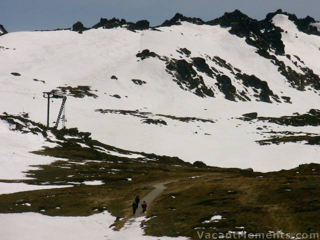 Our hard-to-see tracks on Signature Hill, looking from the Basin