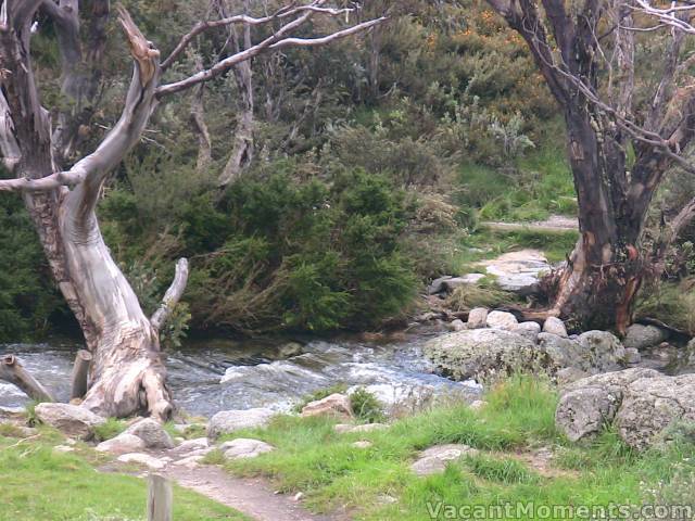 Where the DHG walking bridge once stood