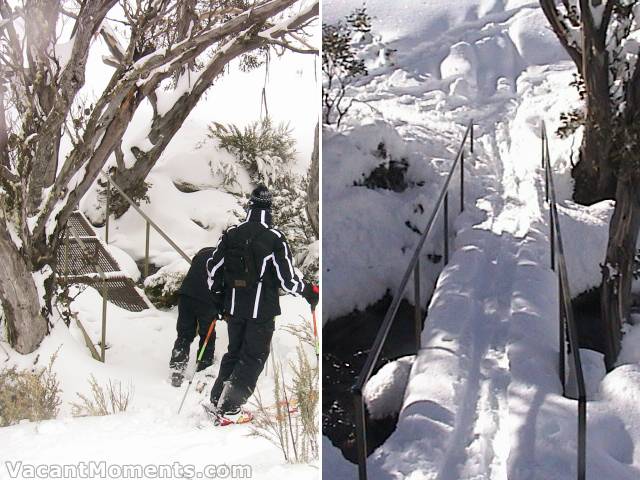 Many use the Bogong Creek bridge in summer and winter