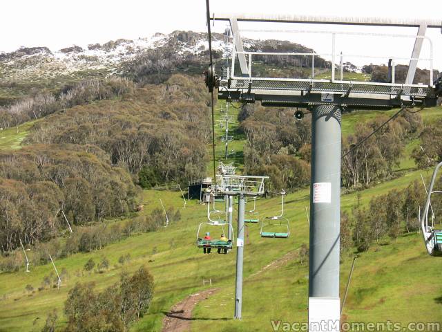 The girls ahead as we pass over the lush green slopes