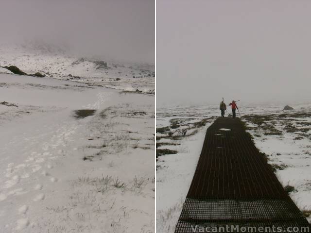 The Kosciuszko walking track - snow covered and not