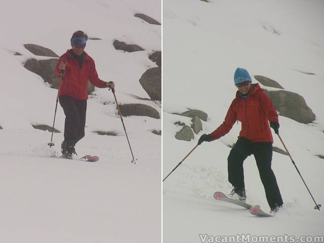 Acacia ripping up the fresh snow