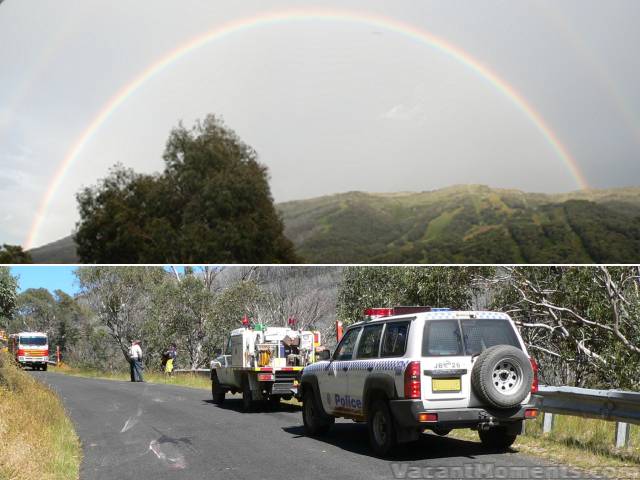 An interlude ... (photos by Robin)<BR>A pot of gold at the end of every rainbow (over Thredbo)<BR>Not for everyone (Alpine Way near DHG)