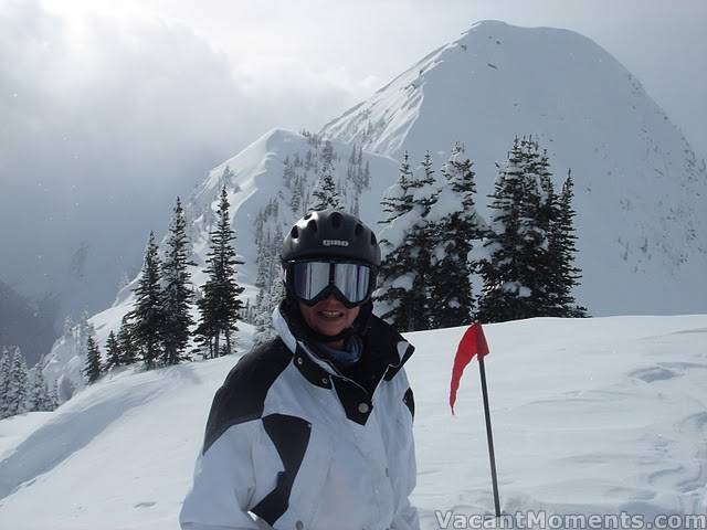 Janece at the top of Lady Mae run