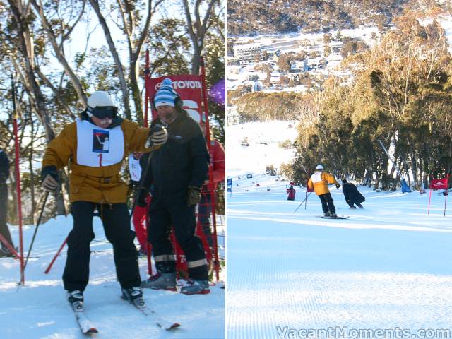 Out of the gates. Franks first run with Olympic escort