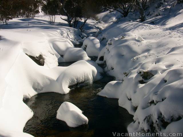 The last hurdle - Bogong Creek<BR>The new bridge is well appreciated