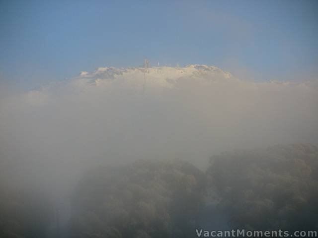 Eagles Nest rising out of the early morning mist