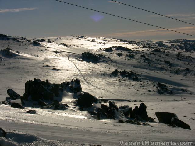 Frozen off piste - looking north from Karels