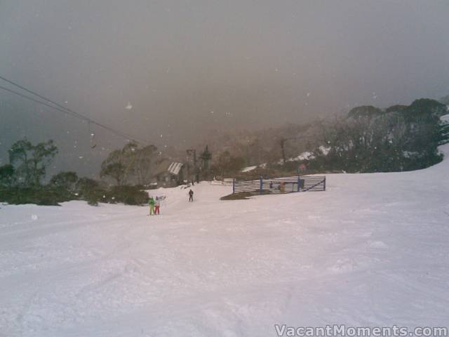 Looking through snow flakes to the bottom of the Basin