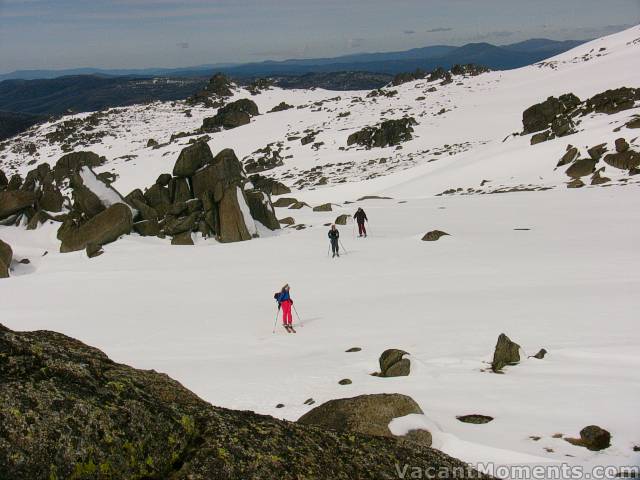 Marion, Laraine & Den arriving on top of Sig Hill on Wednesday