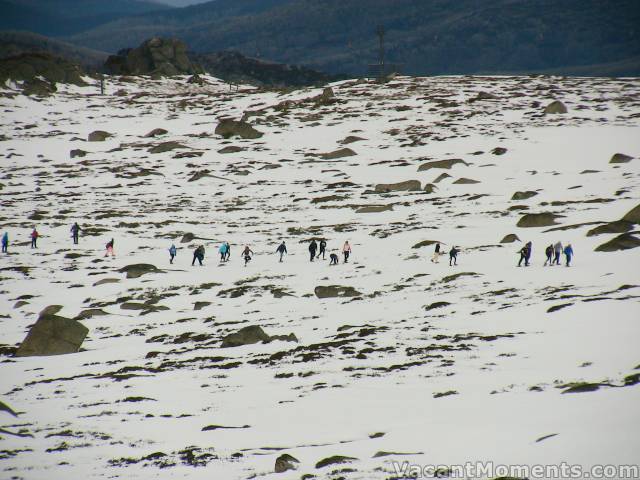 K7 Adventure group snow shoeing onto the main range