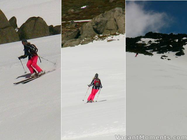 Marion on various slopes in variable snow conditions