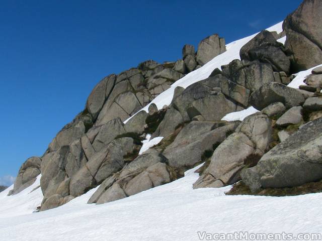 Side view of the only NE chute still with continuous snow